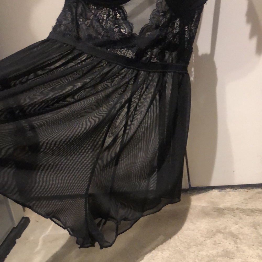 Gorgeous, Venus, teddy, black lace, and built in padded bra.  L.